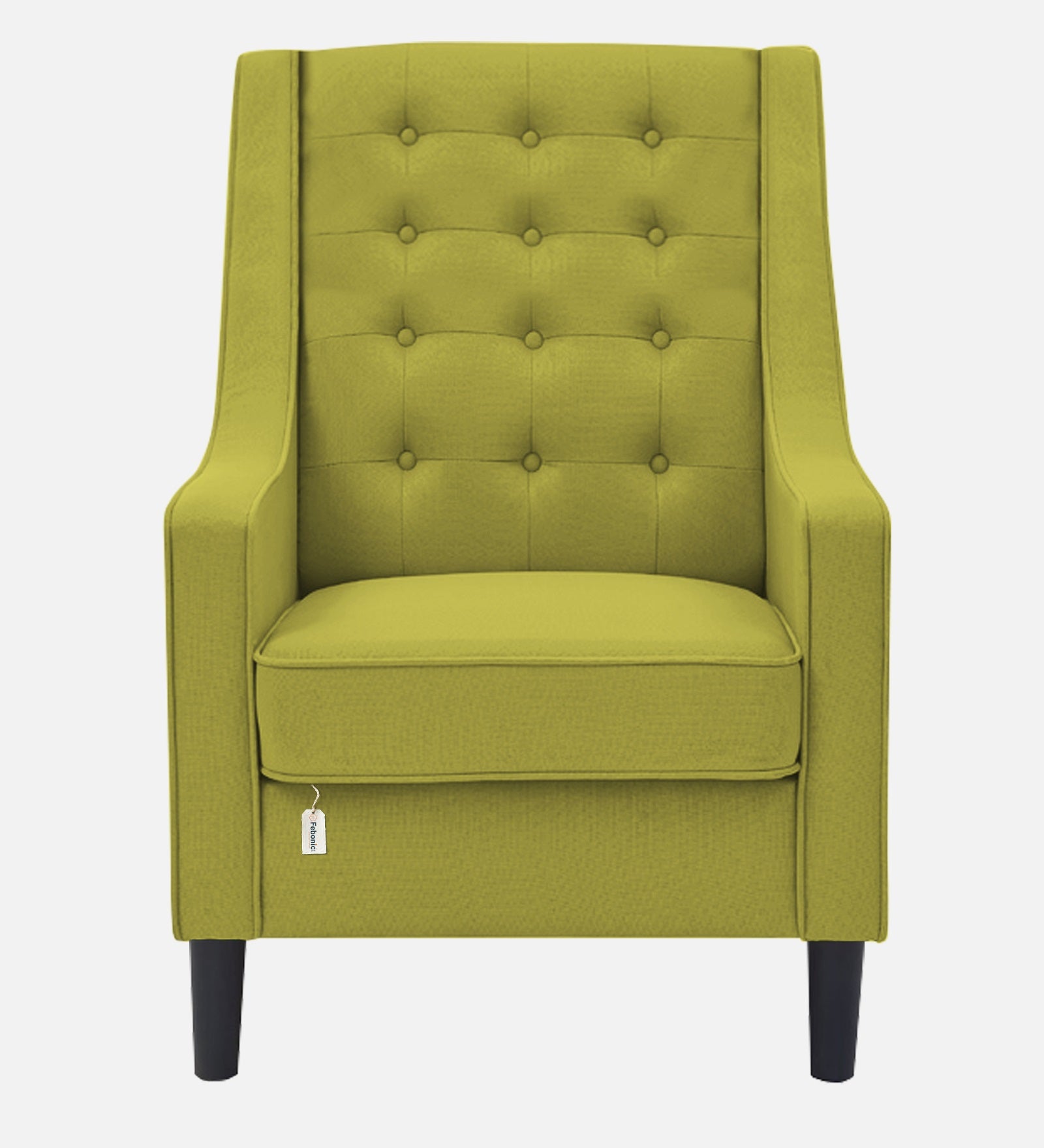 Sona Fabric Barrel Chair With Ottoman In Parrot Green Colour - Febonic Living