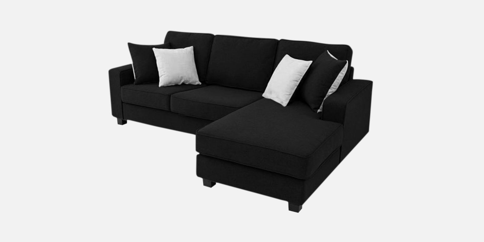 Ladybug Fabric LHS Sectional Sofa (2+Lounger) In Zed Black Colour - Febonic Living