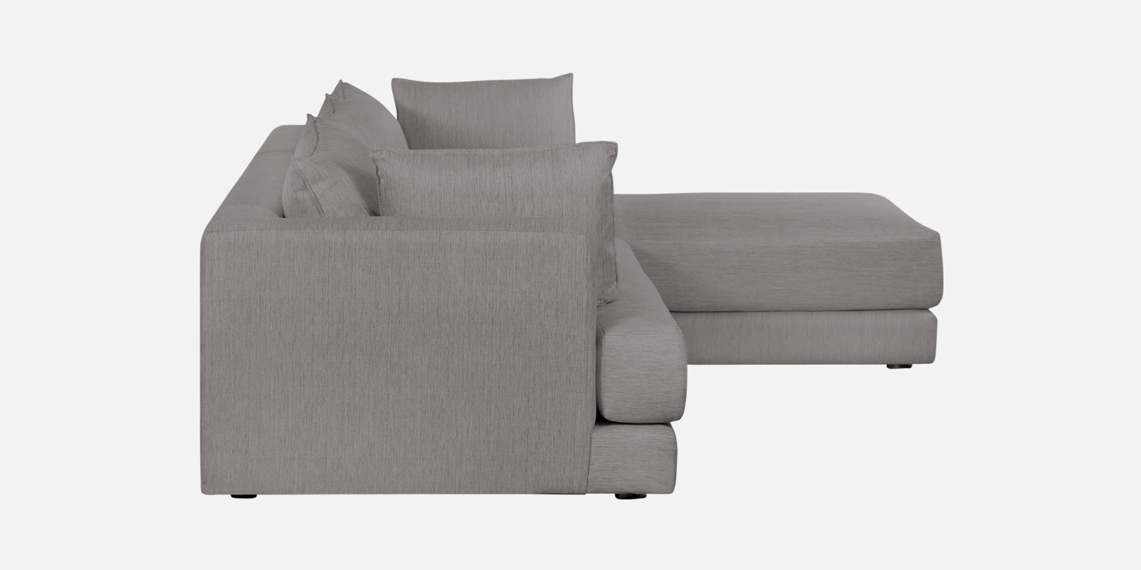 Ziggy Fabric LHS Sectional Sofa (3+Lounger) In Silver Grey Colour - Febonic Living