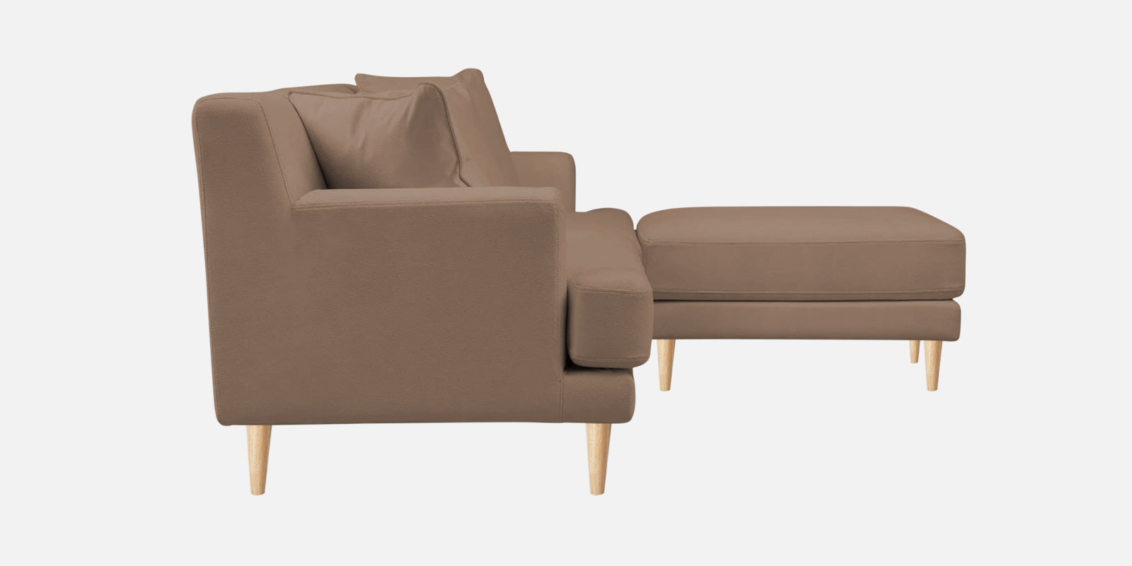 Woody Fabric RHS Sectional Sofa (3+Lounger) In Wheat Beige Colour - Febonic Living