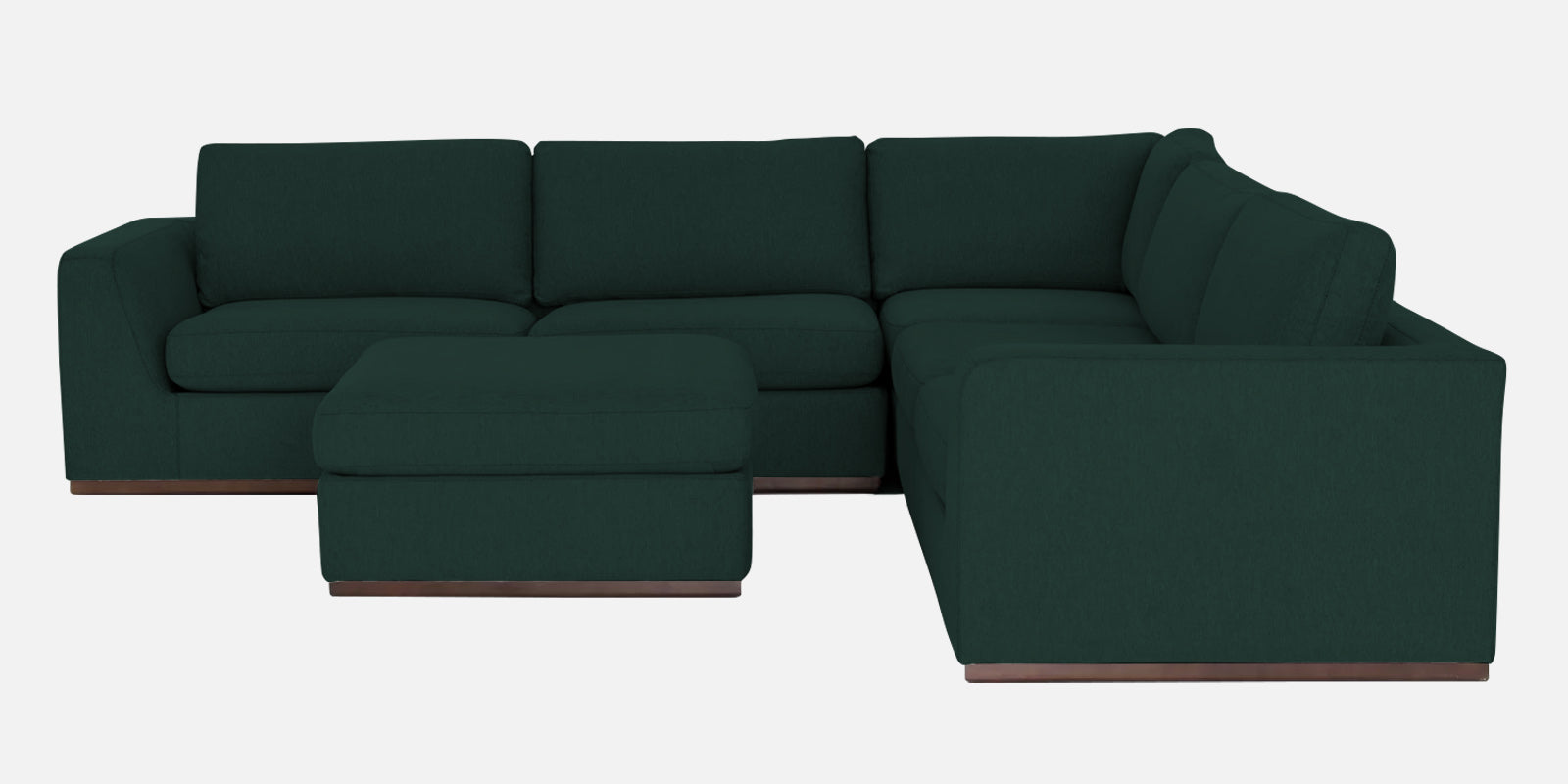 Freedom Velvet 6 Seater RHS Corner Sofa In Forest Green Colour With Ottoman - Febonic Living