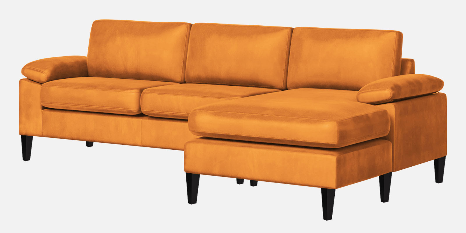 Vegas Velvet LHS Sectional Sofa (3+Lounger) In Tangerine orange Colour - Febonic Living