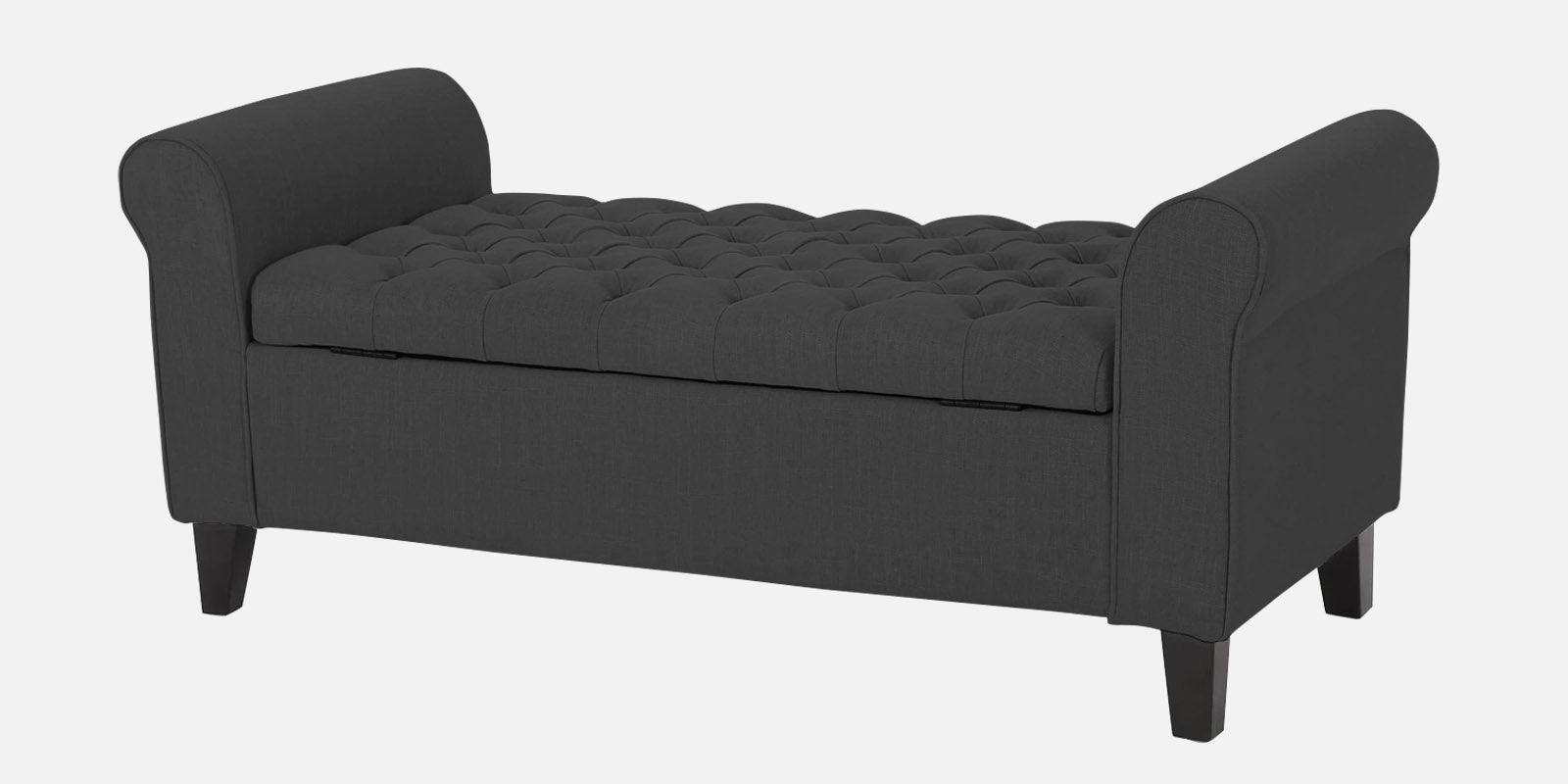 Nowia Fabric 2 Seater Recamier In Charcoal Grey Colour With Storage - Febonic Living