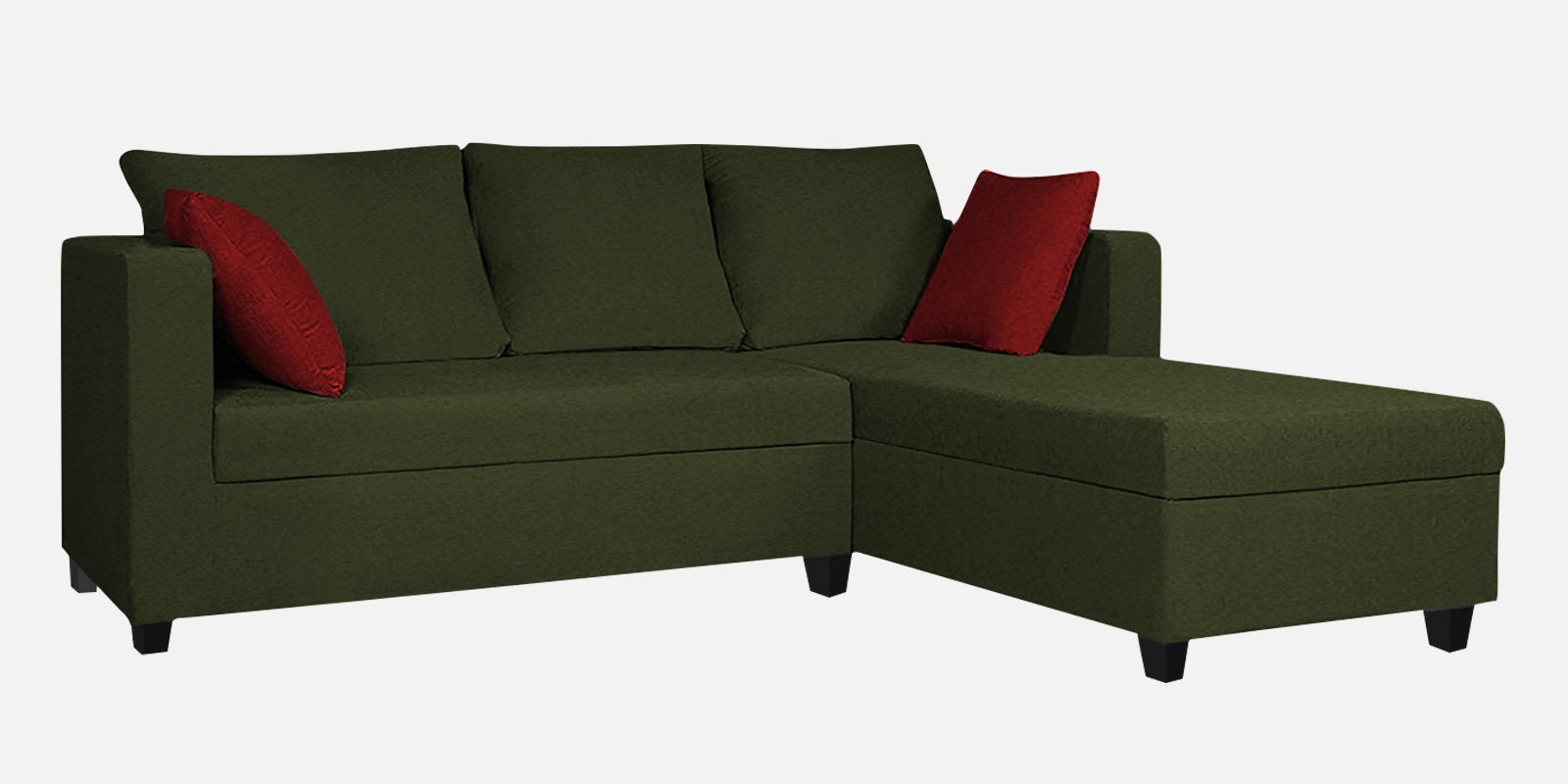Nebula Fabric LHS Sectional Sofa (2+Lounger) In Olive Green Colour - Febonic Living