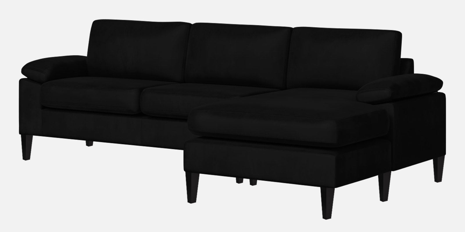 Vegas Velvet LHS Sectional Sofa (3+Lounger) In Adam Black Colour - Febonic Living