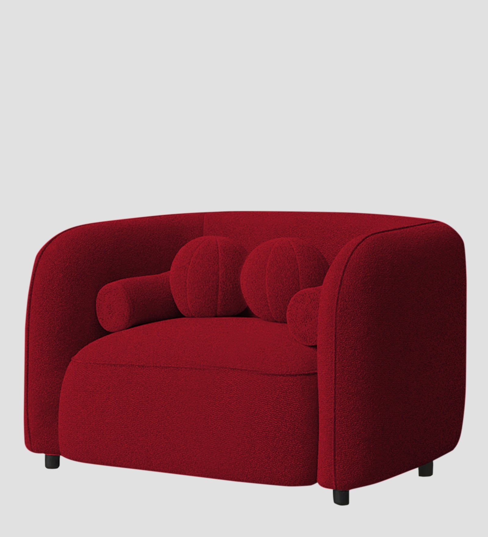 Corny Boucle Fabric 1 Seater Sofa In Candy Red Colour - Febonic Living