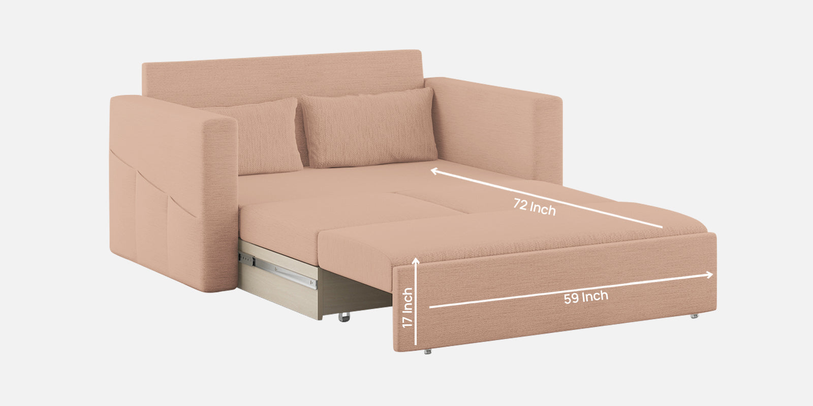 River Fabric 2 Seater Pull Out Sofa Cum Bed In Cosmic Beige Colour - Febonic Living