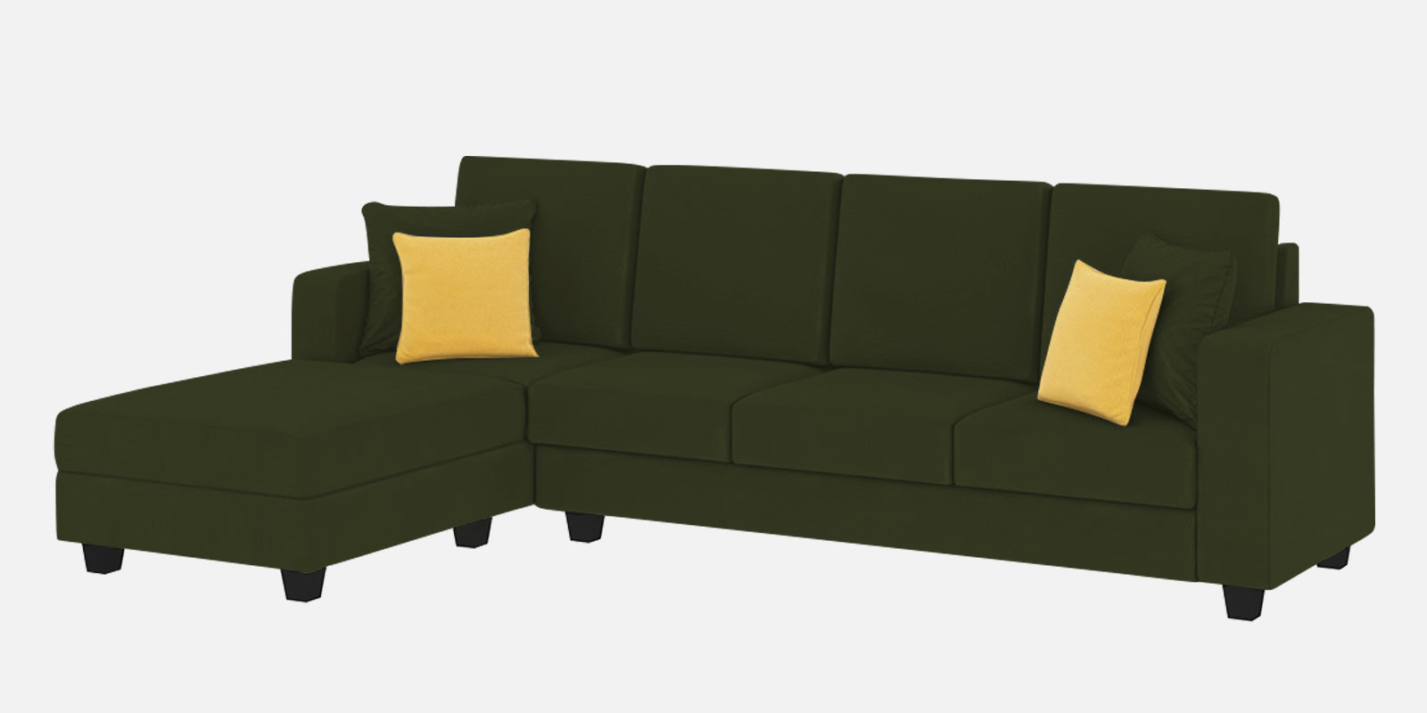 Nabi Fabric RHS Sectional Sofa (3+Lounger) In Olive Green Colour - Febonic Living