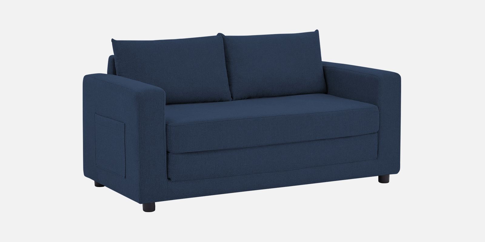Roman Fabric 3 Seater Foldable Sofa Cum Bed In Denim Blue Colour With USB Portable Type - Febonic Living