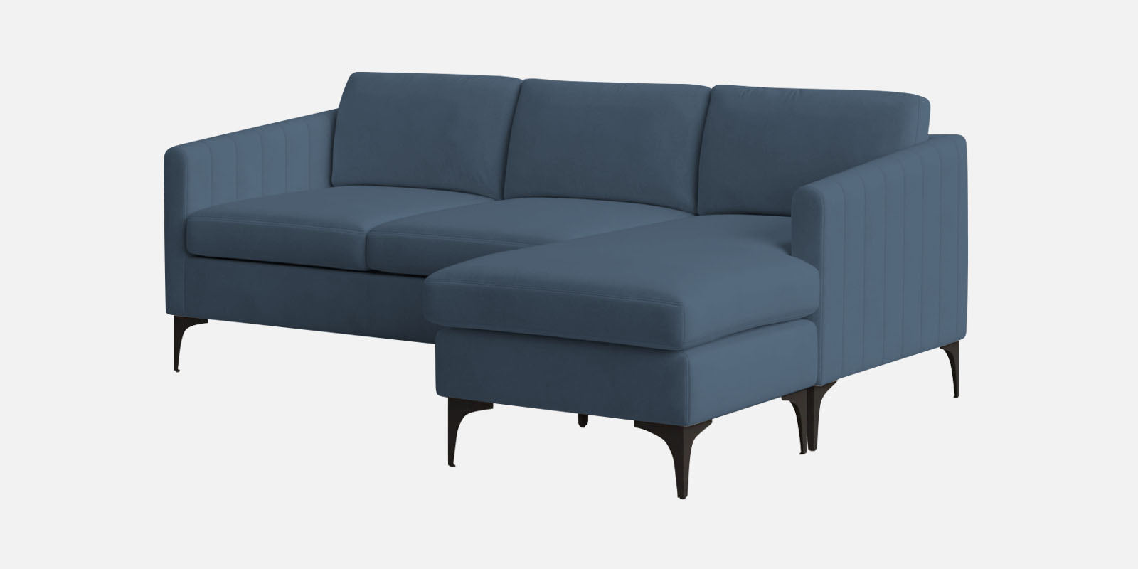 Haru Fabric LHS Sectional Sofa (2+Lounger) In Oxford Blue Colour - Febonic Living