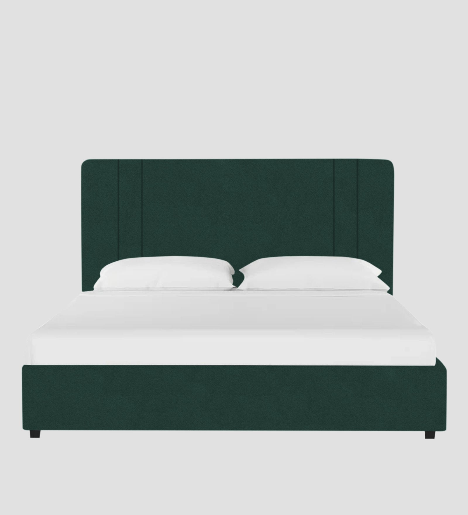 Asyra Velvet Queen Size Bed in Forest Green Colour With Box Storage - Febonic Living