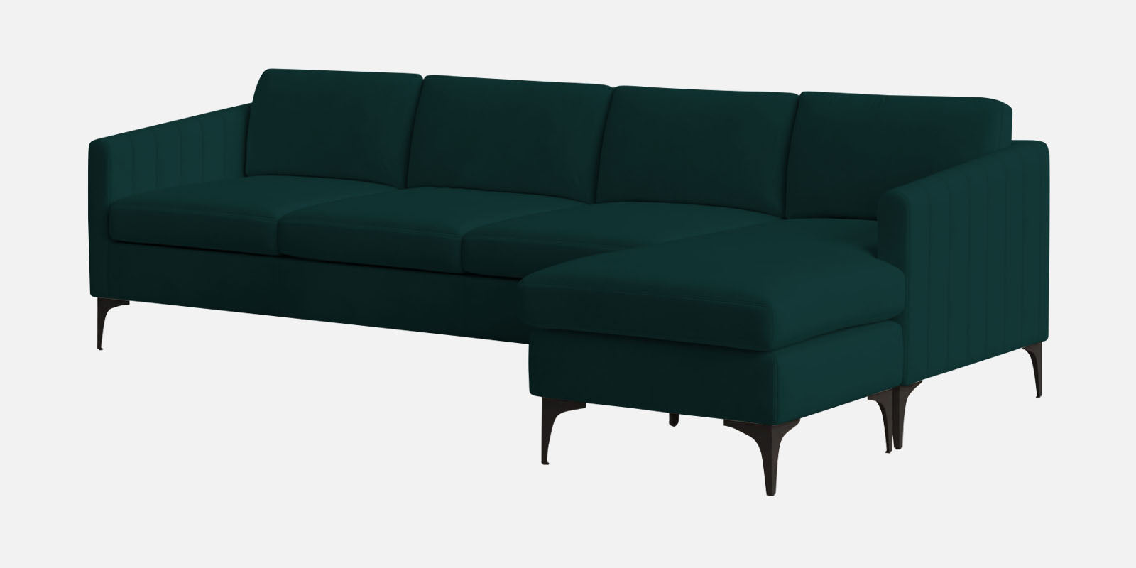 Haru Fabric LHS Sectional Sofa (3+Lounger) In Forest Green Colour - Febonic Living