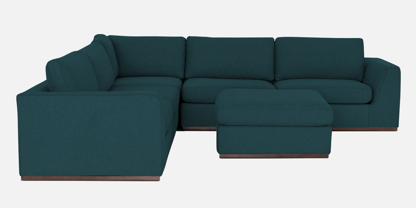 Freedom Velvet 6 Seater LHS Corner Sofa In Arabian Green Colour With Ottoman - Febonic Living