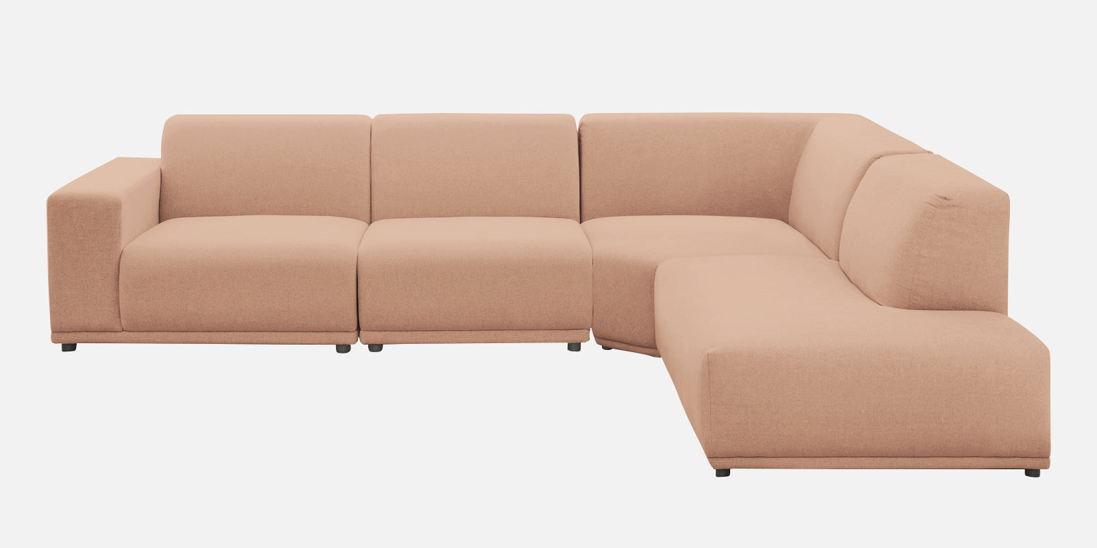 Adam Fabric RHS Sectional Sofa (3+Ottoman Lounger) In Cosmic Beige Colour - Febonic Living