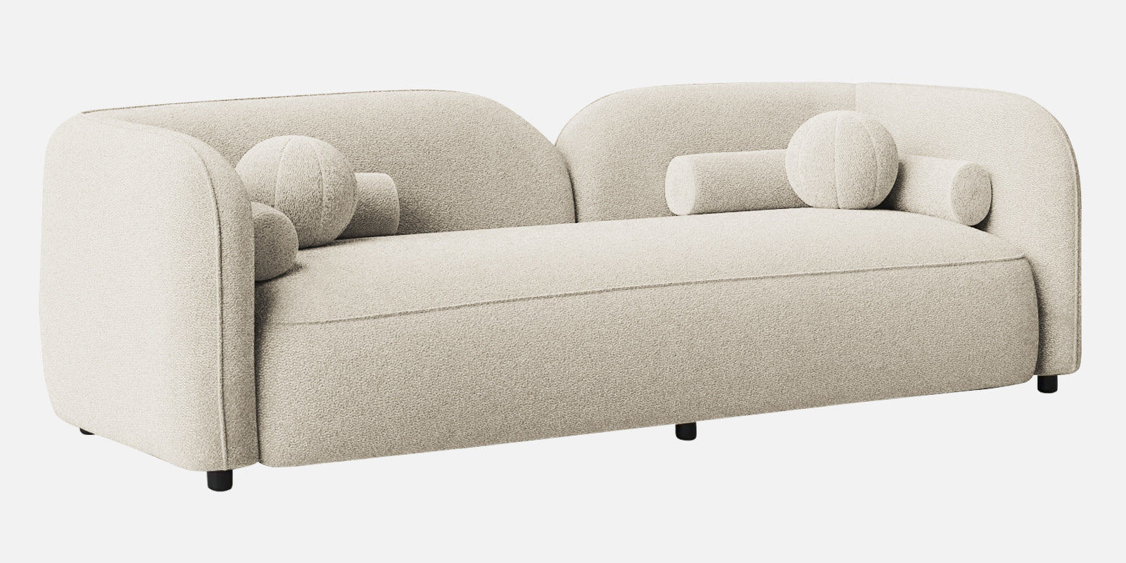 Corny Boucle Fabric 3 Seater Sofa In Shell White Colour - Febonic Living