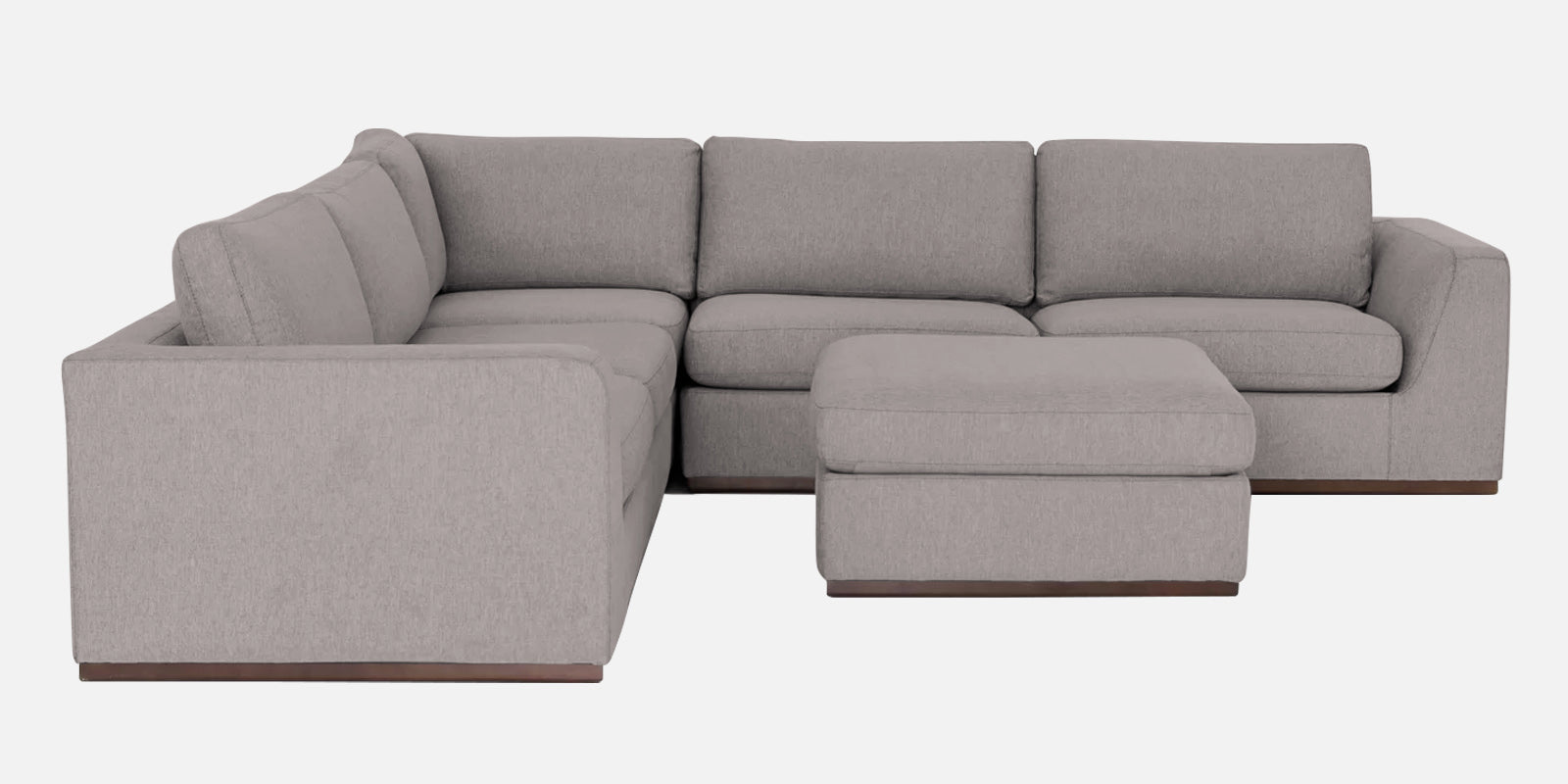Freedom Velvet 6 Seater LHS Corner Sofa In Pearl Grey Colour With Ottoman - Febonic Living