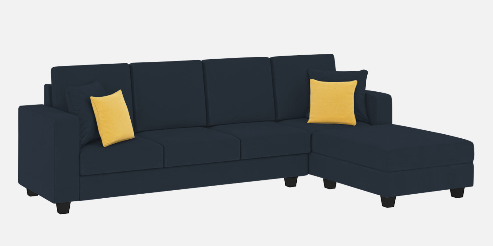 Nabi Fabric LHS Sectional Sofa (3+Lounger) In Denim Blue Colour - Febonic Living