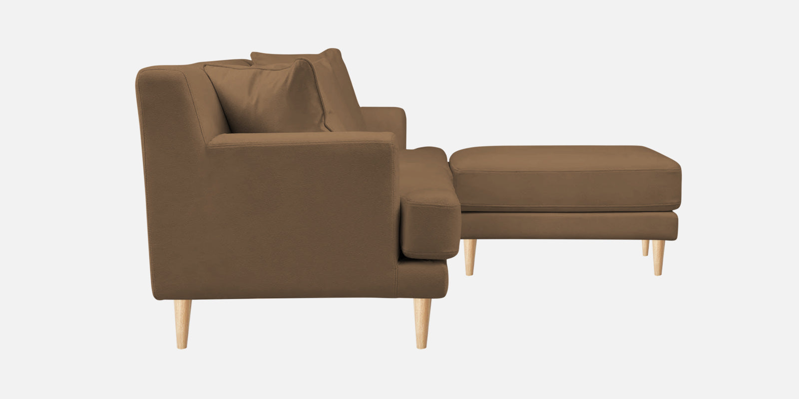 Woody Fabric RHS Sectional Sofa (3+Lounger) In Dusty peach Colour - Febonic Living