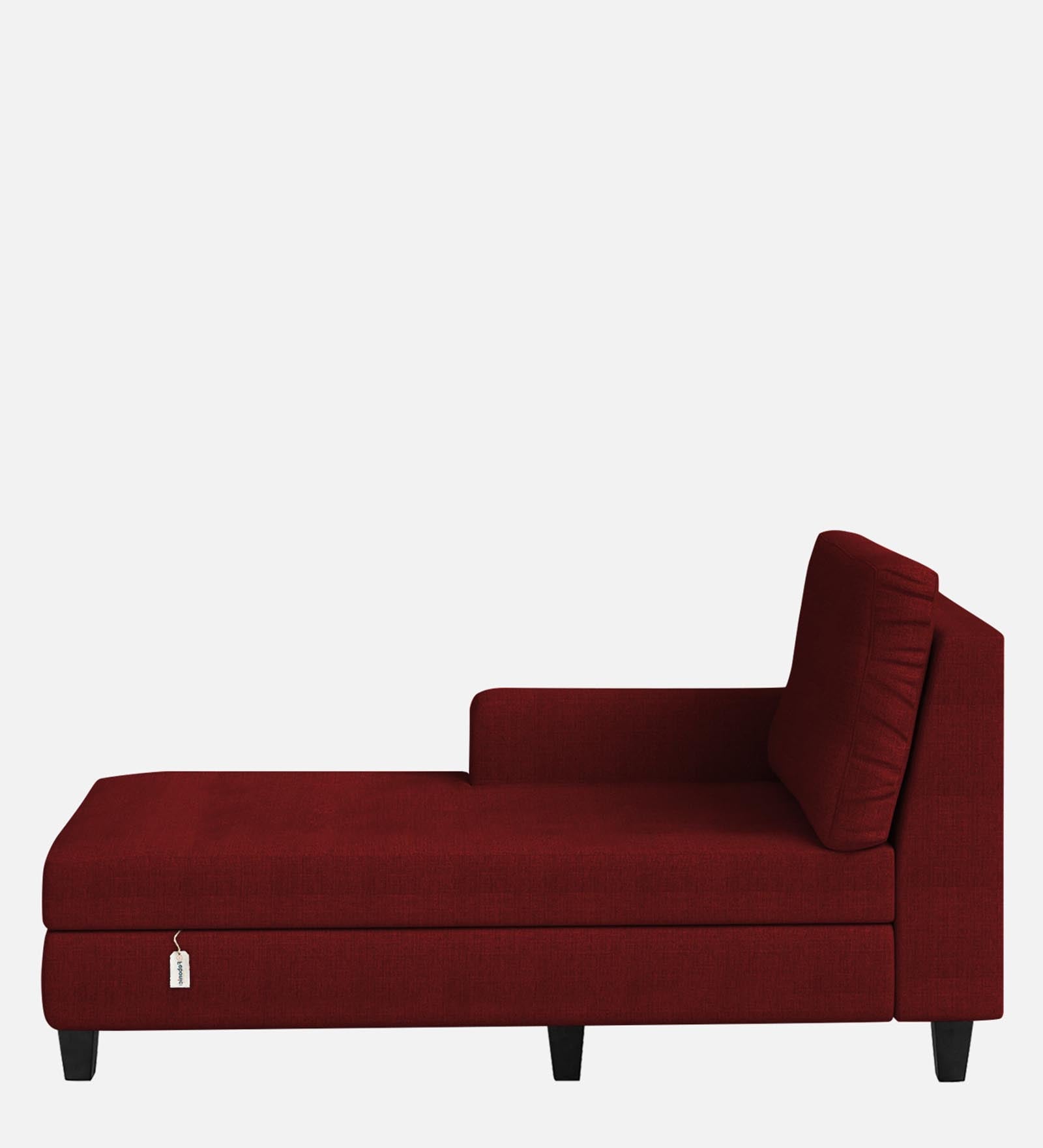 Royee Fabric LHS Chaise Lounger In Blood Maroon Colour With Storage - Febonic Living
