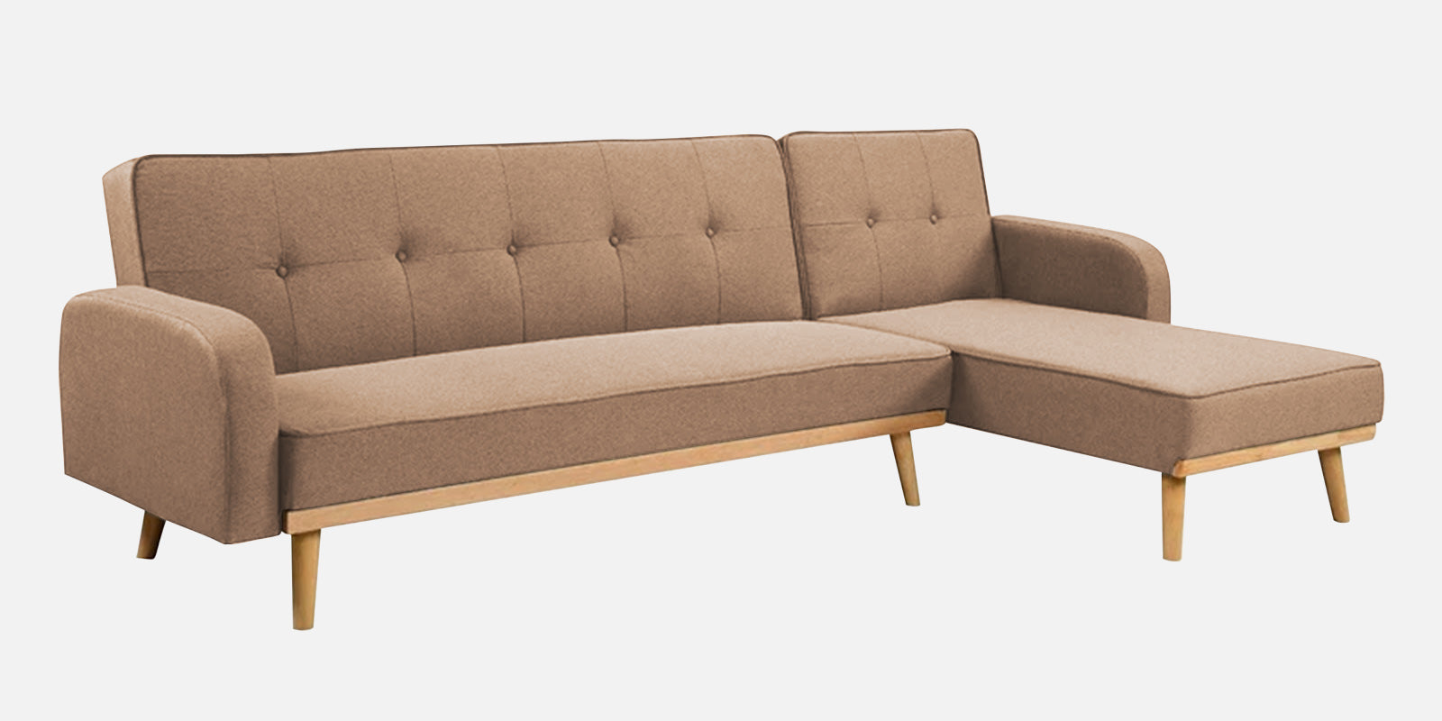 Zuno Fabric RHS Convertible Sofa Cum Bed In Cosmic Beige Colour - Febonic Living