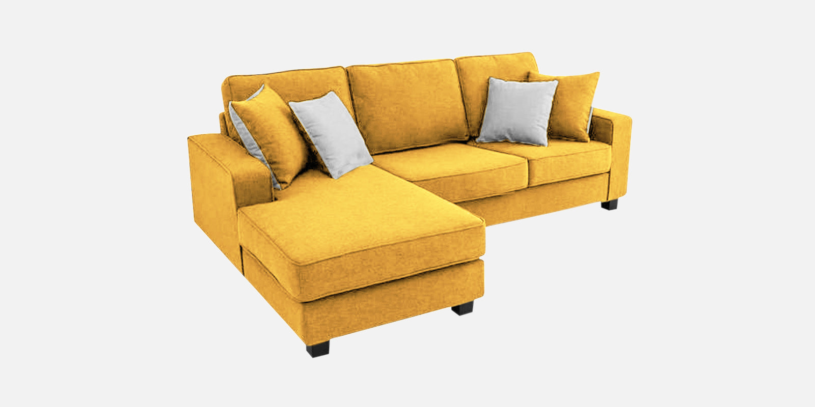 Ladybug Fabric RHS Sectional Sofa (2+Lounger) In Bold Yellow Colour - Febonic Living