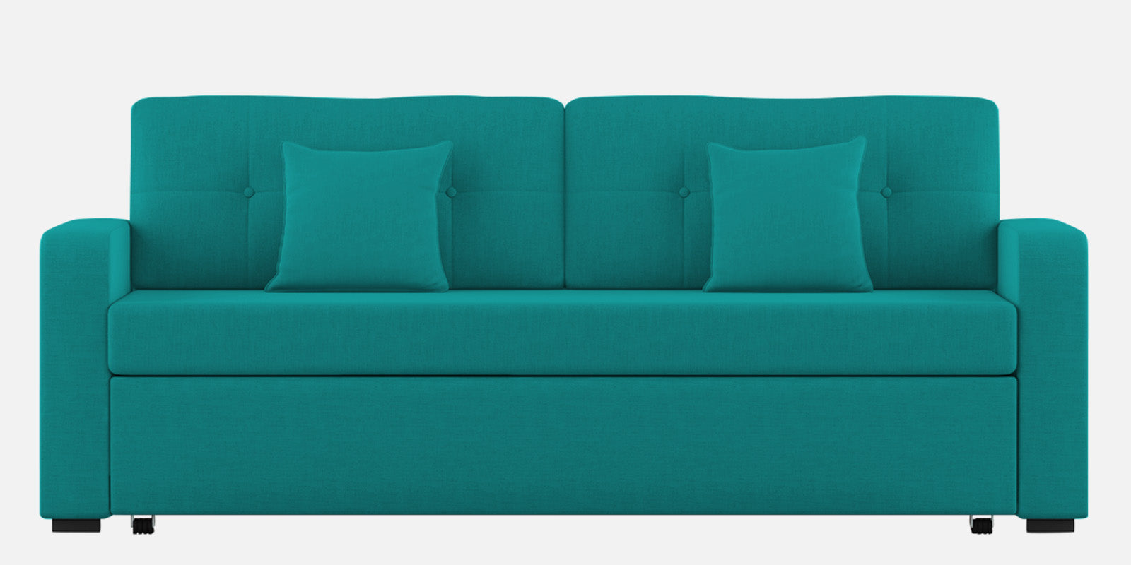 Rocky Fabric 3 Seater Pull Out Sofa Cum Bed In Sea Green Colour With Storage - Febonic Living