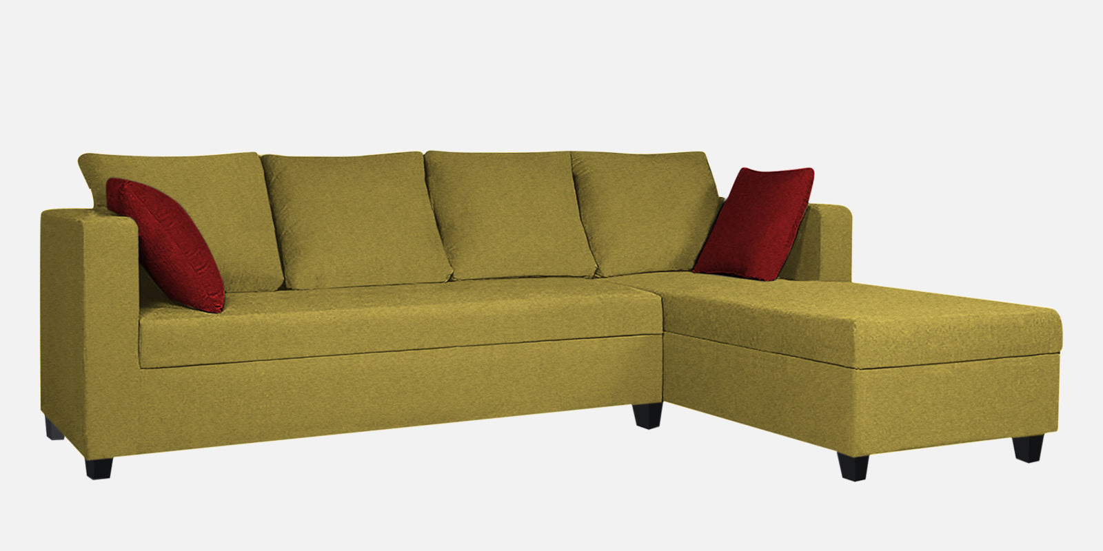 Nebula Fabric LHS Sectional Sofa (3+Lounger) In Parrot Green Colour - Febonic Living