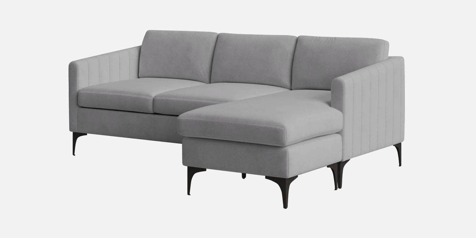 Haru Fabric LHS Sectional Sofa (2+Lounger) In Concrete Grey Colour - Febonic Living