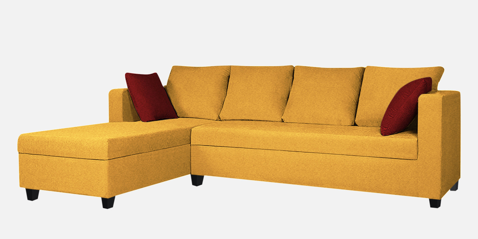 Nebula Fabric RHS Sectional Sofa (3+Lounger) In Bold Yellow Colour - Febonic Living