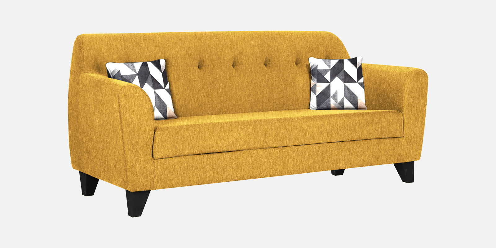 Melaan Fabric 3 Seater Sofa In Bold Yellow Colour - Febonic Living