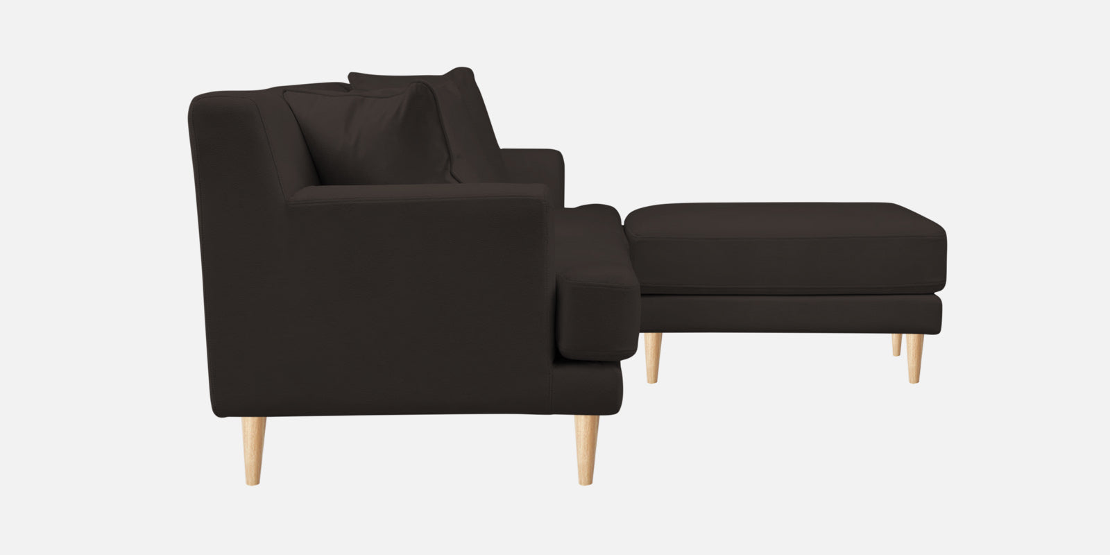 Woody Fabric LHS Sectional Sofa (3+Lounger) In Coal Brown Colour - Febonic Living