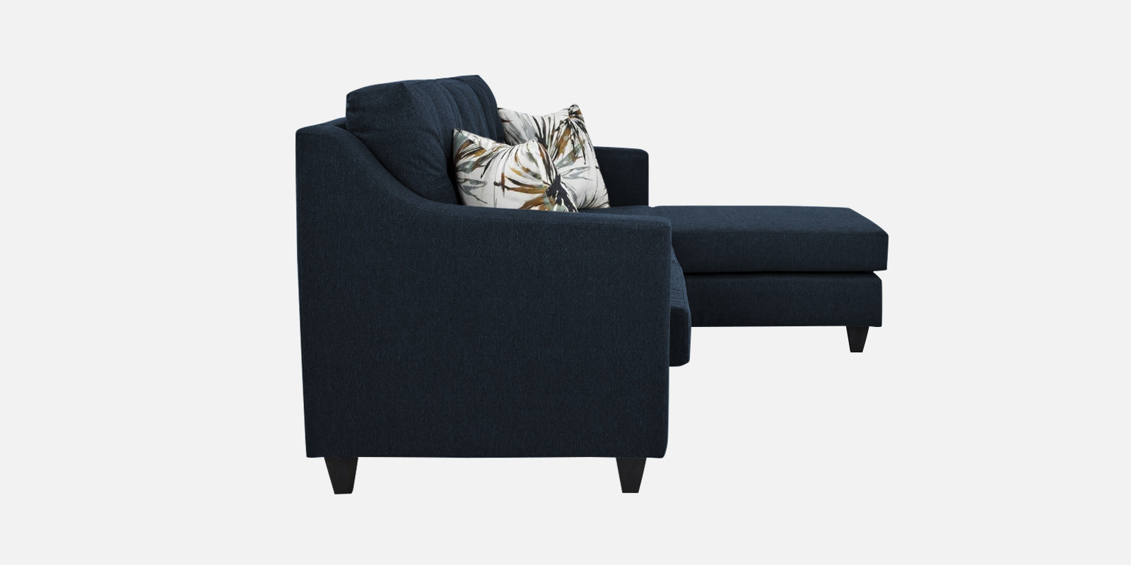 Welly Fabric LHS Sectional Sofa (3+Lounger) In Denim Blue Colour - Febonic Living