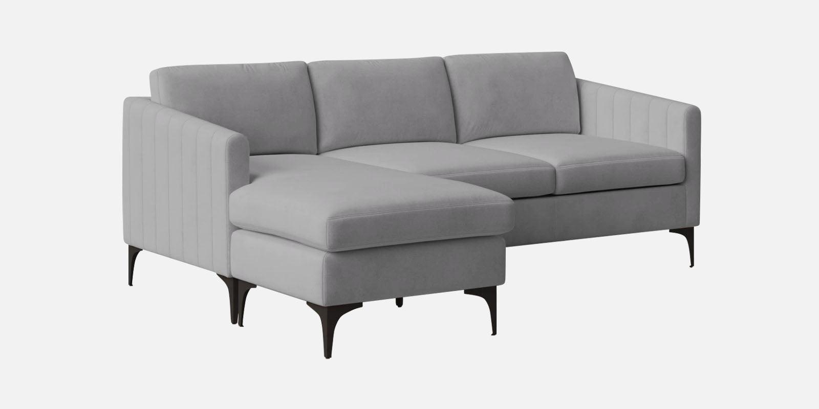 Haru Fabric RHS Sectional Sofa (2+Lounger) In Concrete Grey Colour - Febonic Living