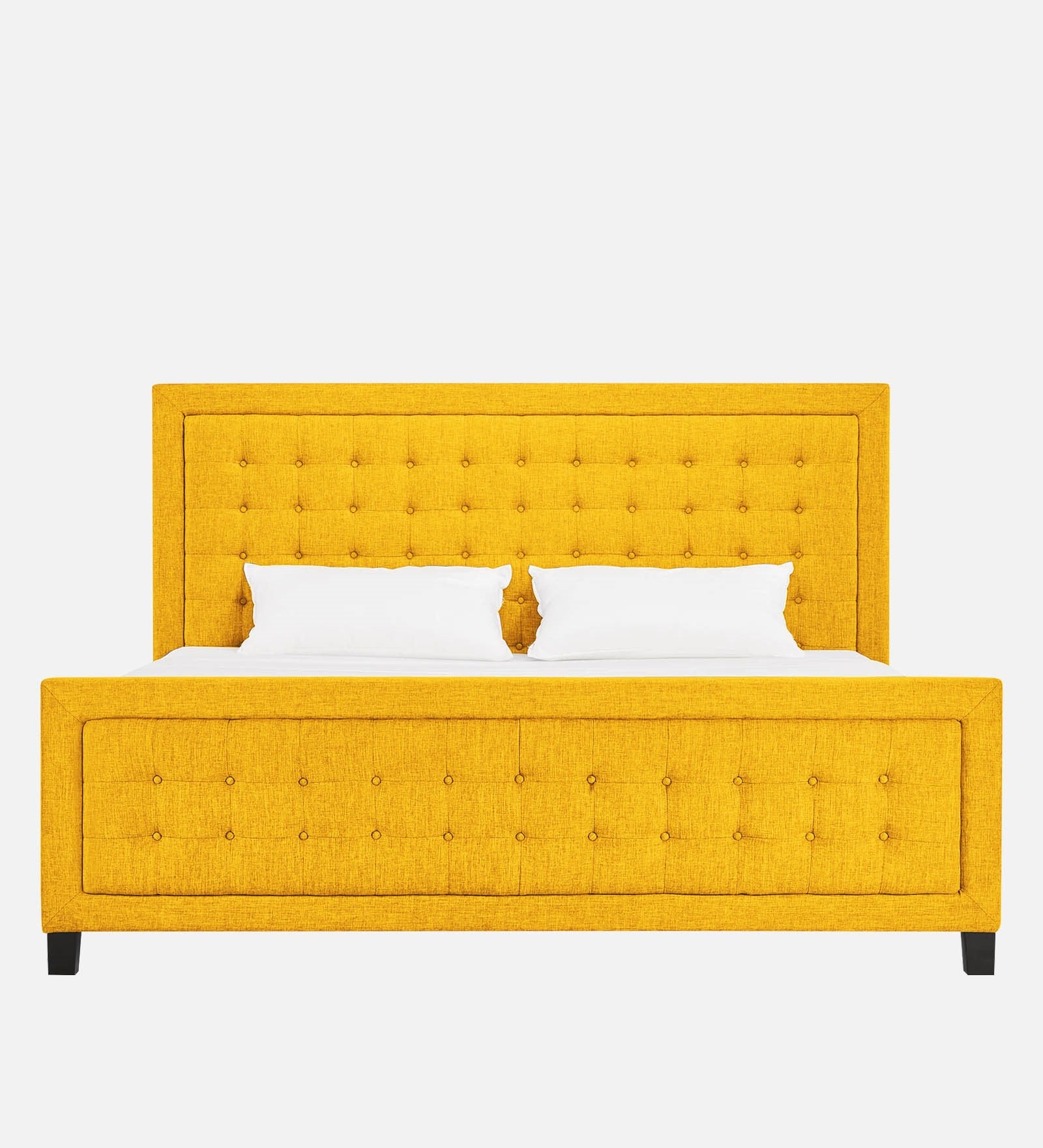 Kaster Fabric Upholstered King Size Bed In Bold Yellow Colour - Febonic Living