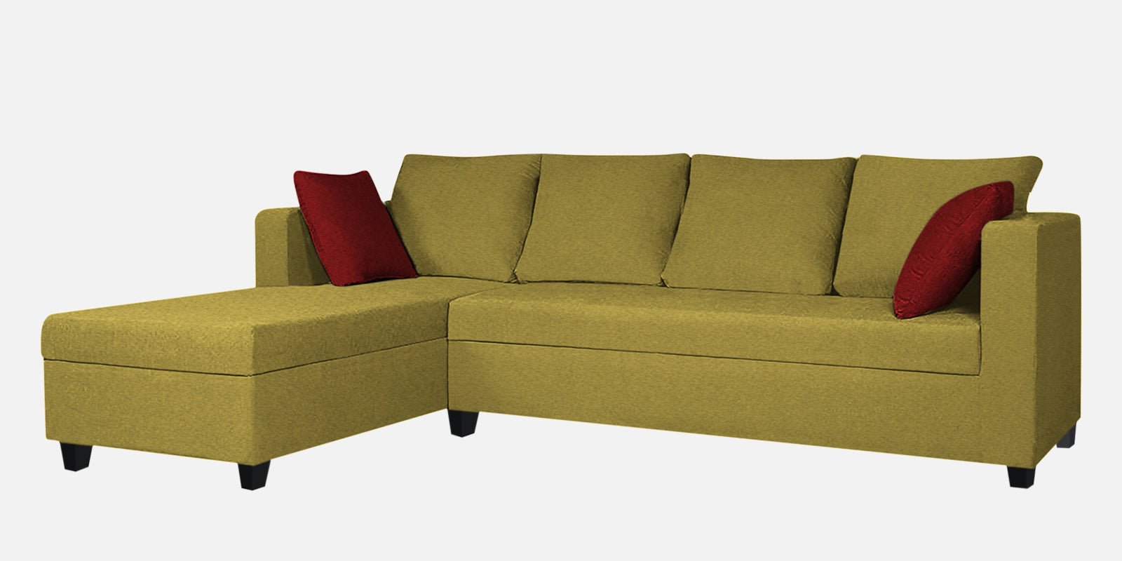 Nebula Fabric RHS Sectional Sofa (3+Lounger) In Parrot Green Colour - Febonic Living