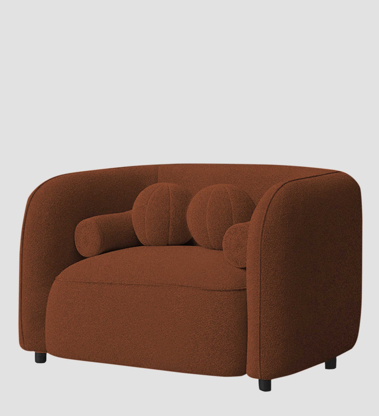 Corny Boucle Fabric 1 Seater Sofa In Rust Orange Colour - Febonic Living