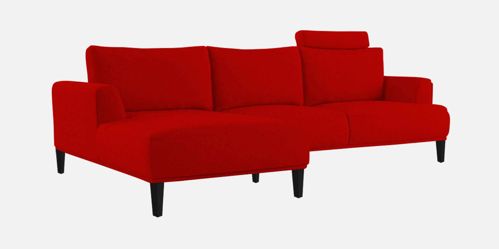 Como Fabric LHS Sectional Sofa (3+Lounger) In Ruby Red Colour - Febonic Living