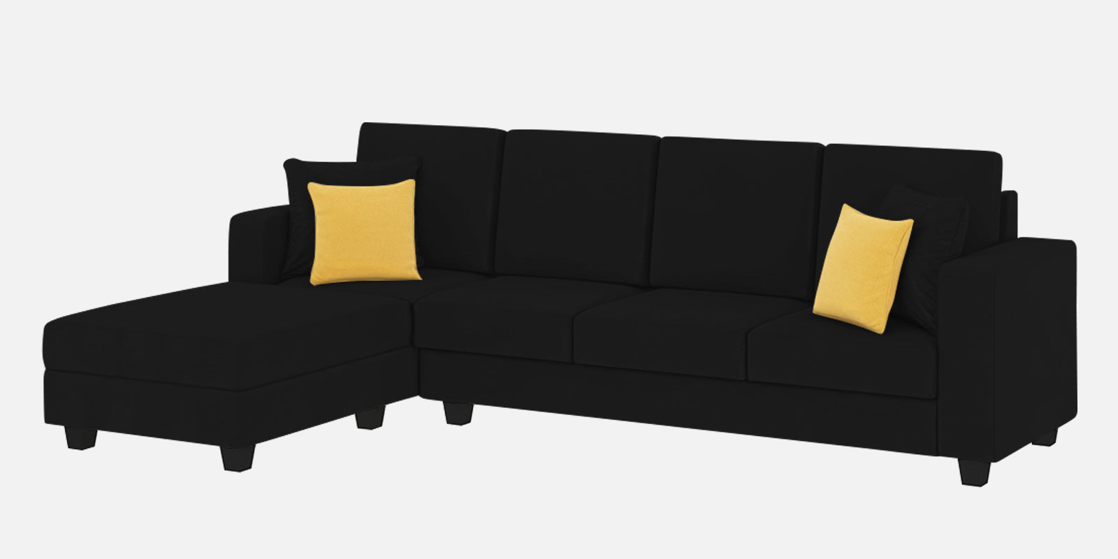 Nabi Fabric RHS Sectional Sofa (3+Lounger) In Zed Black Colour - Febonic Living