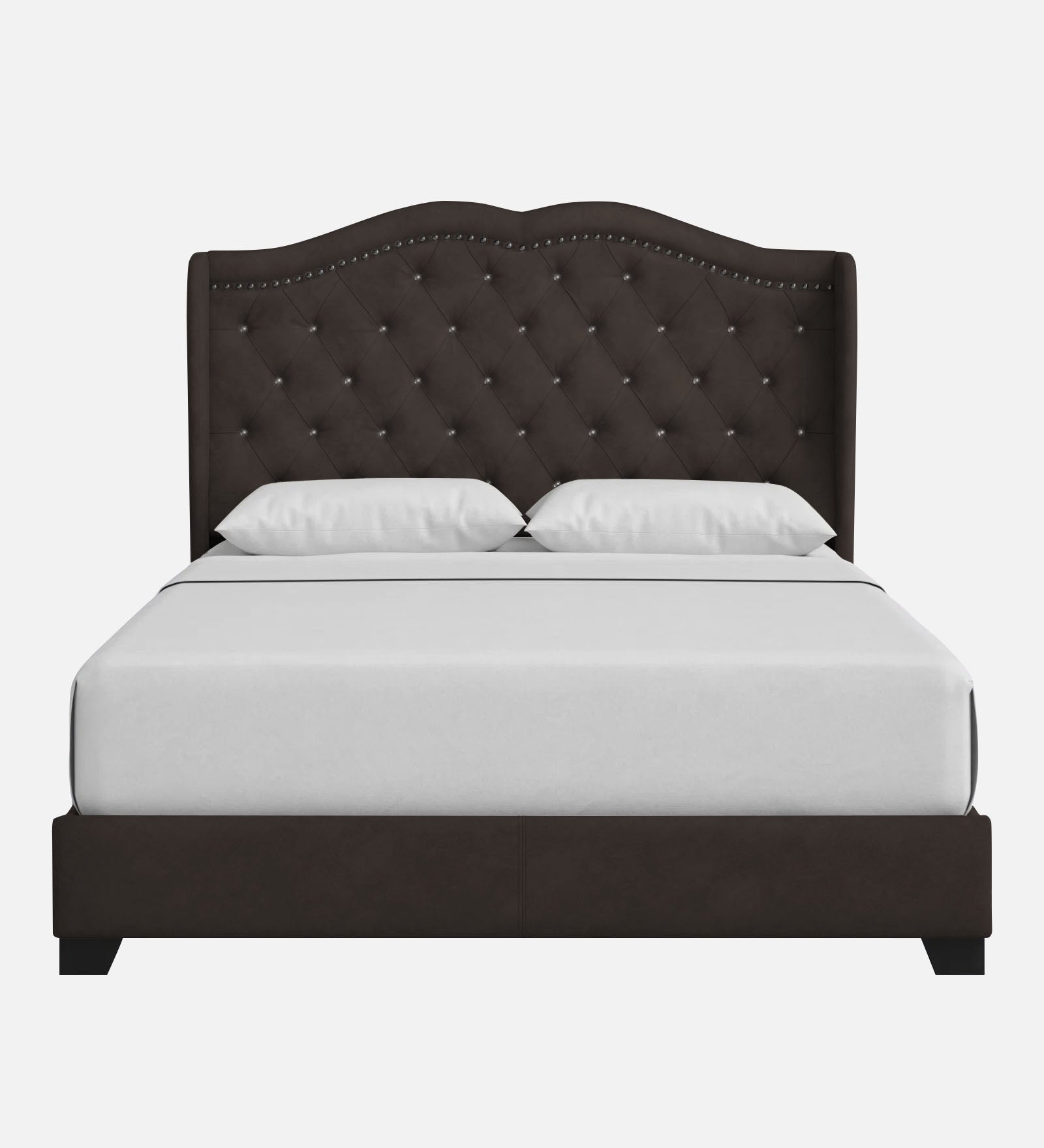 Blake Fabric Queen Size Bed in Dark Brown Colour - Febonic Living