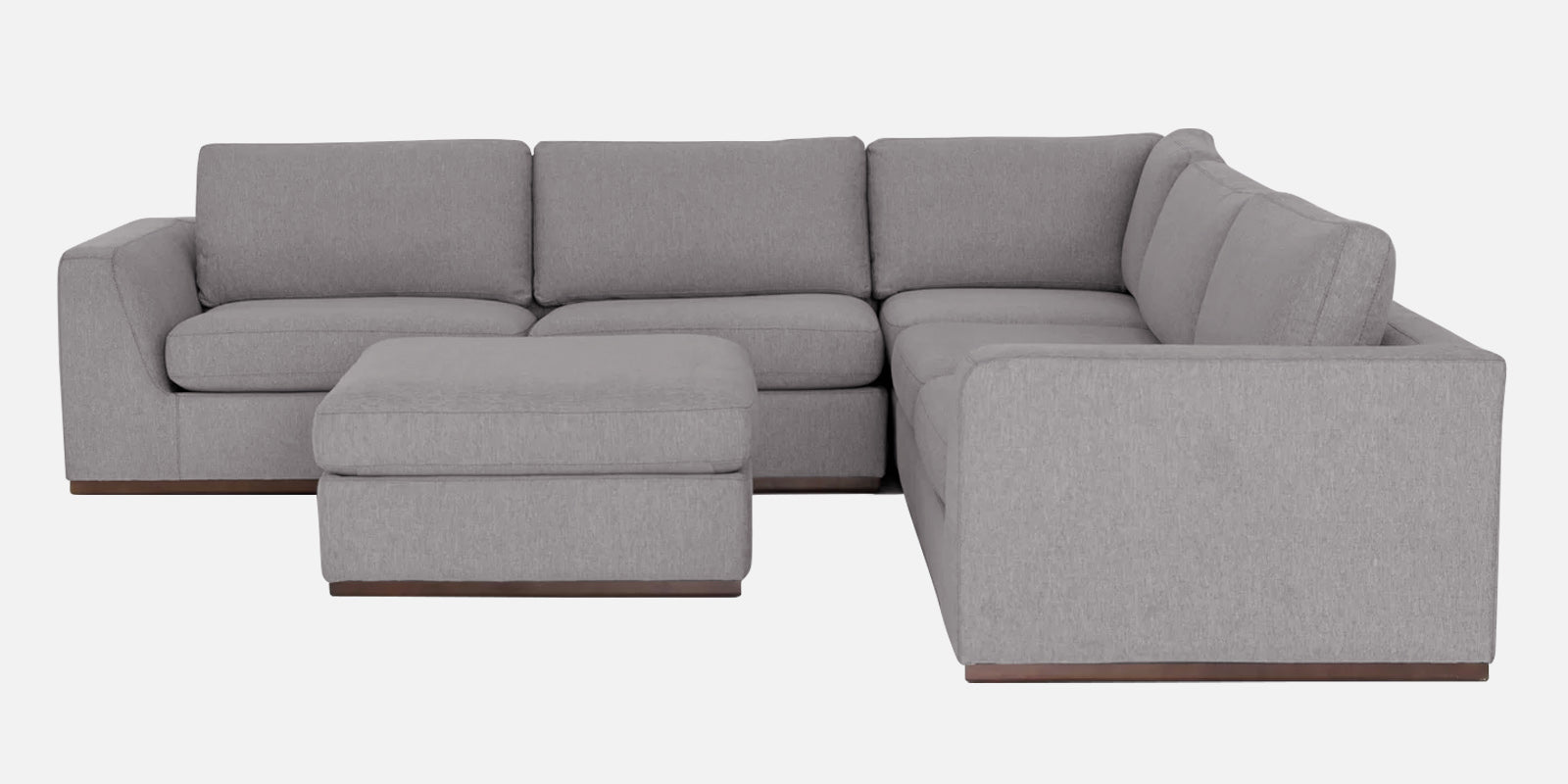 Freedom Velvet 6 Seater RHS Corner Sofa In Concrete Grey Colour With Ottoman - Febonic Living