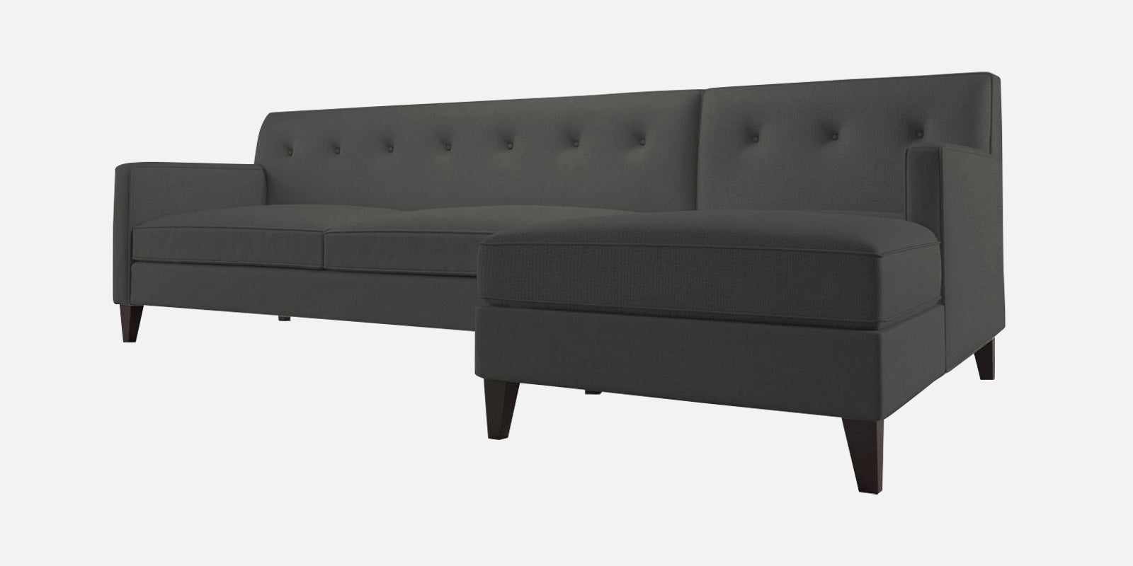 Miller Fabric LHS Sectional Sofa (3+Lounger) In Charcoal Grey Colour - Febonic Living
