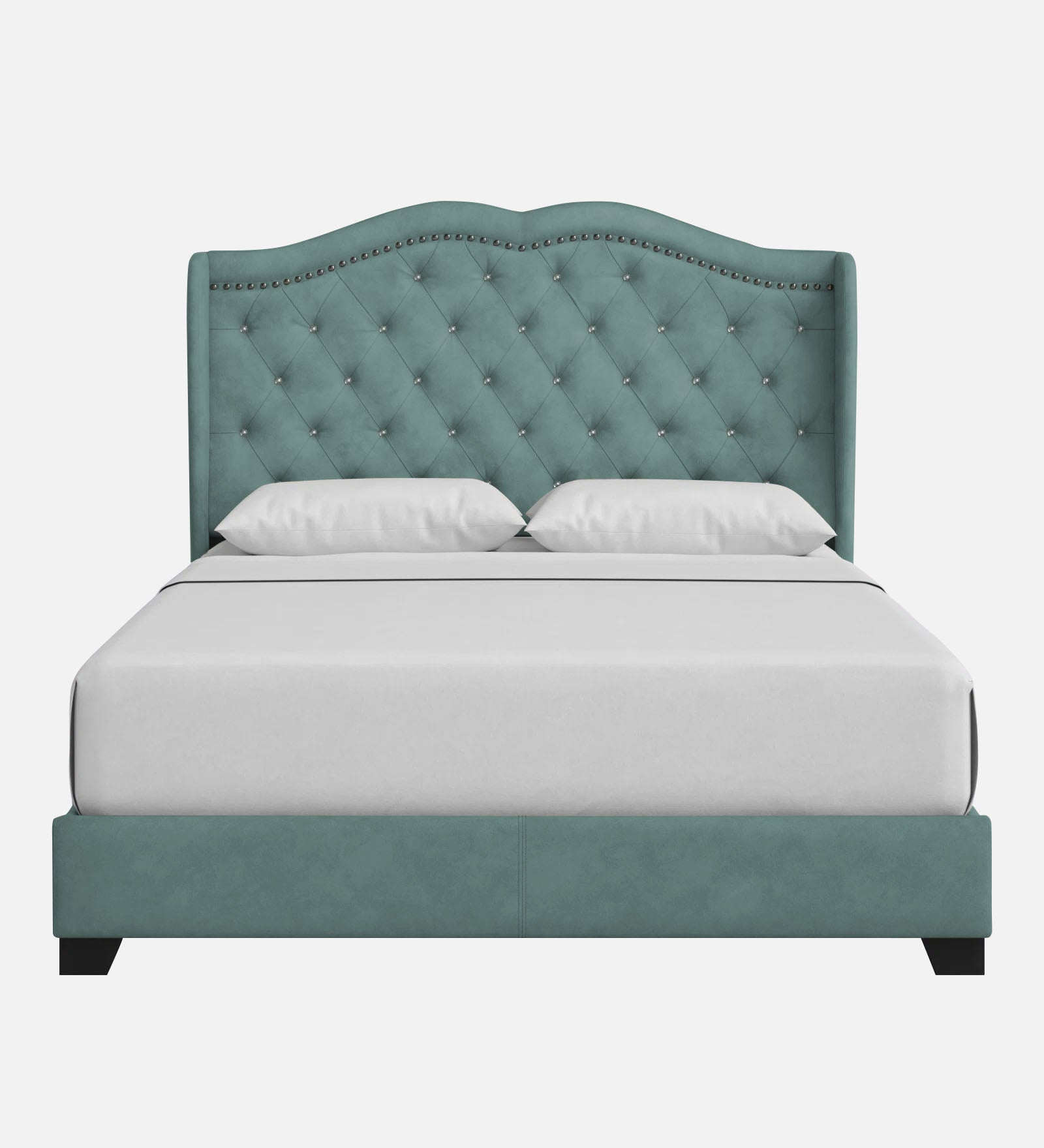 Blake Fabric Queen Size Bed in Suka Blue Colour - Febonic Living