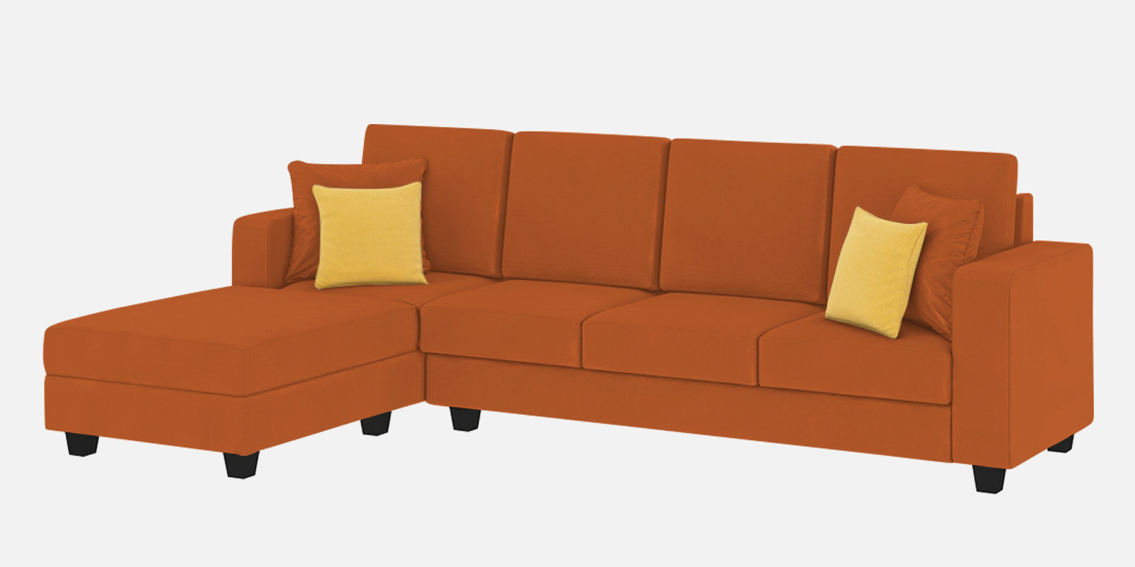 Nabi Fabric RHS Sectional Sofa (3+Lounger) In Vivid Orange Colour - Febonic Living