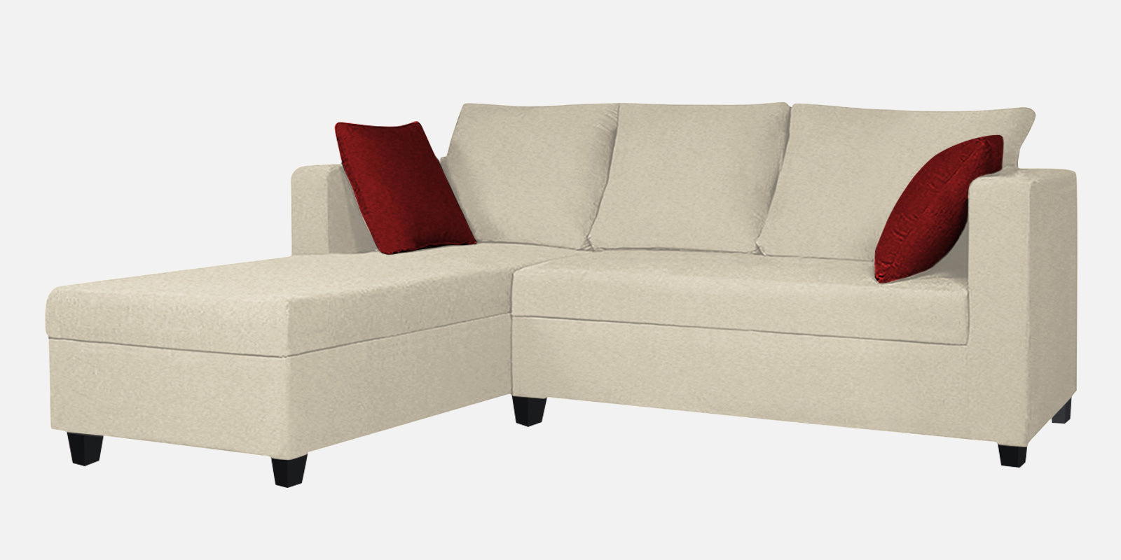 Nebula Fabric RHS Sectional Sofa (2+Lounger) In Ivory Cream Colour - Febonic Living