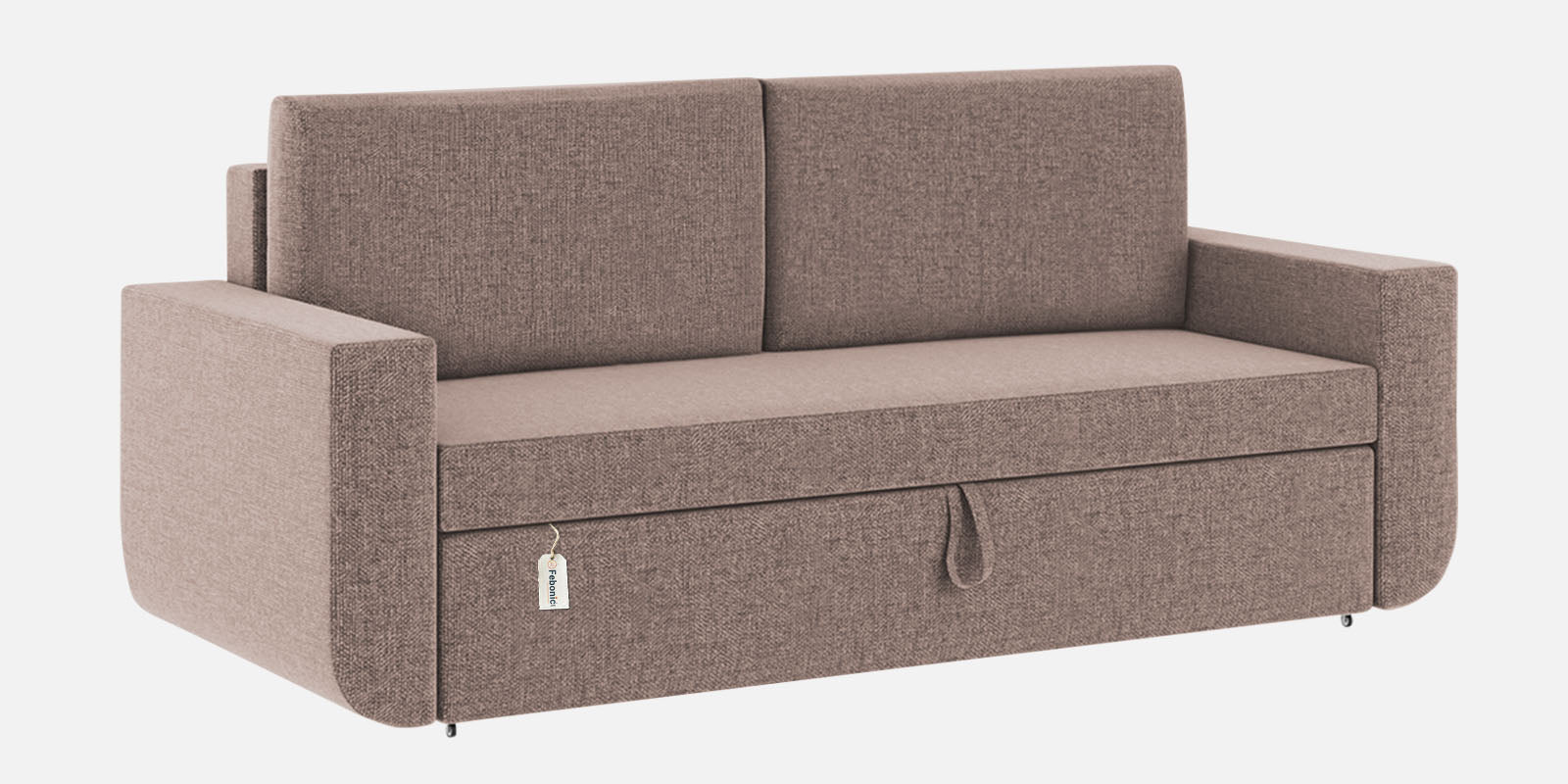 Grace Fabric 3 Seater Pull Out Sofa Cum Bed In Kadhi Beige Colour With Storage - Febonic Living