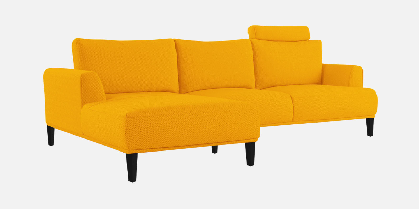 Como Fabric LHS Sectional Sofa (3+Lounger) In Bold Yellow Colour - Febonic Living