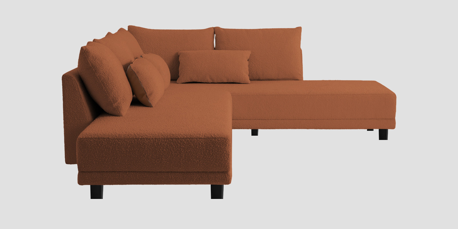 Ira Boucle Fabric LHS 6 Seater Convertible Sofa Cum Bed In Light Orange Colour - Febonic Living