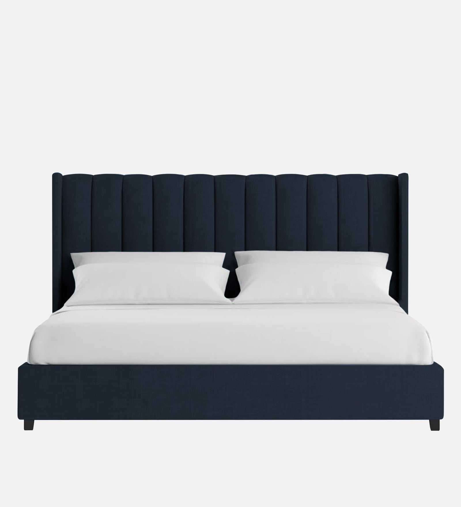 Colina Fabric Upholstered Queen Size Bed In Denim Blue Colour With Box Storage - Febonic Living