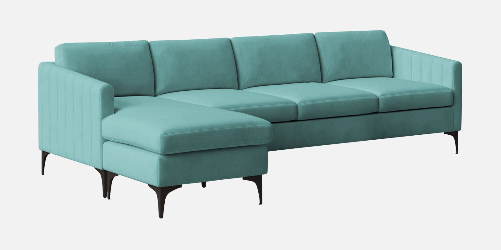 Haru Fabric RHS Sectional Sofa (3+Lounger) In Barmunda Aqua Colour - Febonic Living