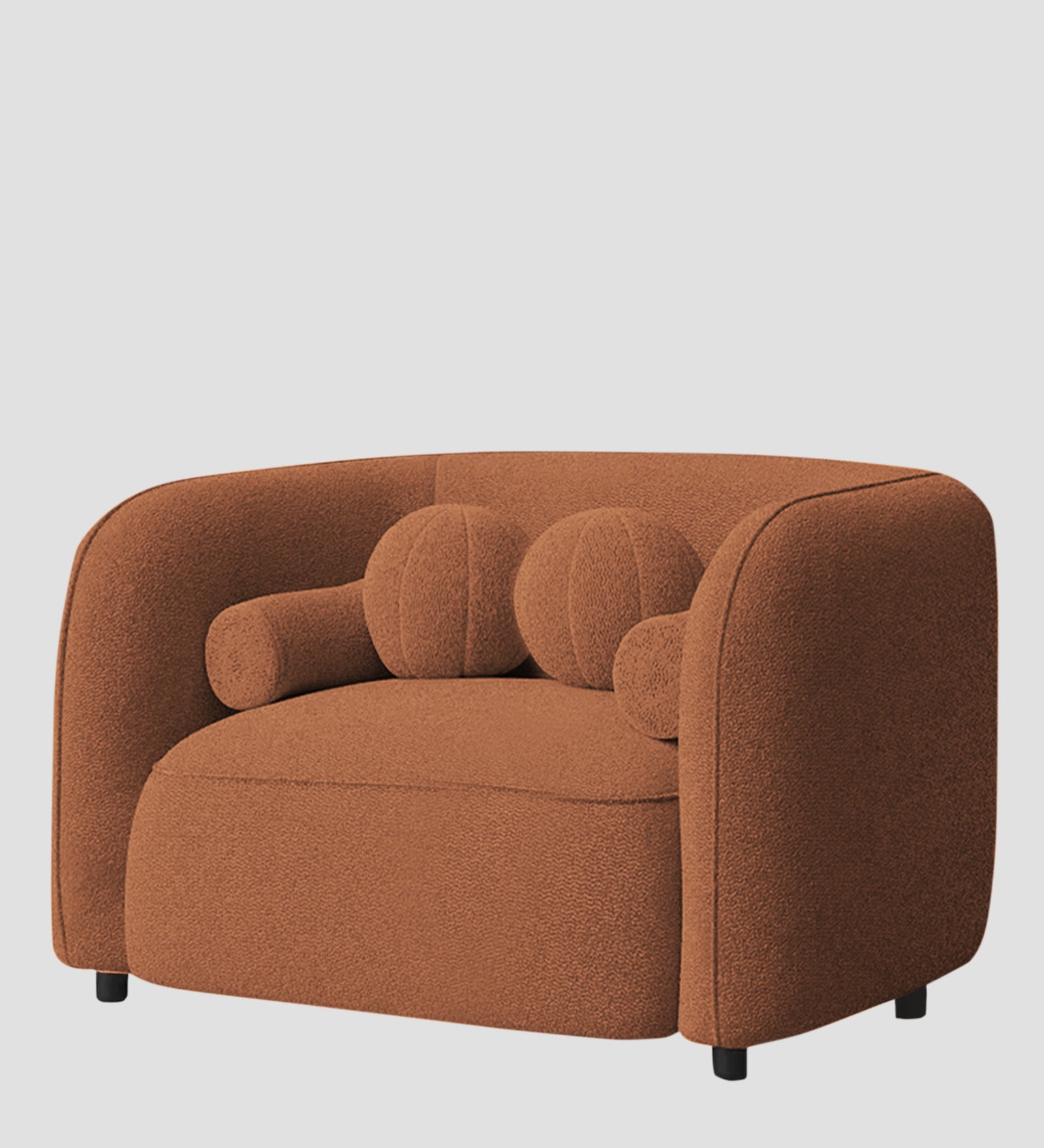 Corny Boucle Fabric 1 Seater Sofa In Light Orange Colour - Febonic Living